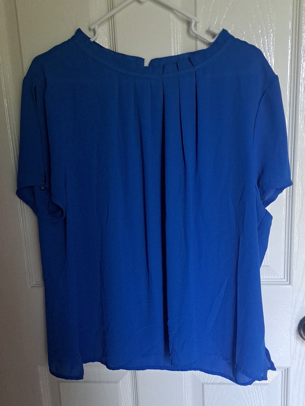 Investments Royal Blue Pleated Short-Sleeve Blouse